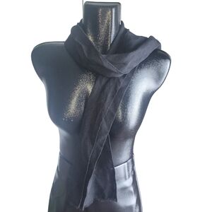 Monique Martin Creations Black 100% Wool Scarf Made In Italy